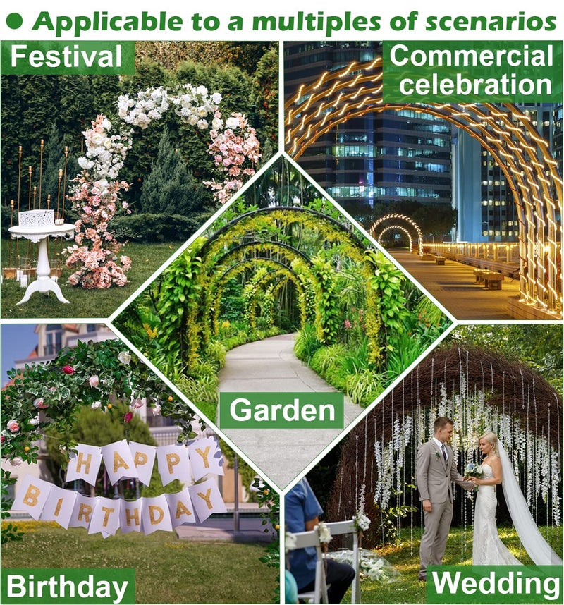 Queension Extra Large Garden Arch 7.2Ft Wide 9.2Ft High, Wedding Arch for Ceremony, Outdoor Garden Trellis for Climbing Plant, Metal Balloon Arches Backdrop Stand with Prongs Base, Black - Image 4