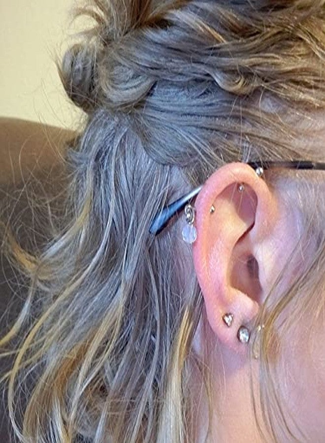 QWALIT أقراط صناعية من كواليت، مقاس 16، سلسلة، مجوهرات ثقب صناعية مع سلسلة، أقراط حلزونية مزدوجة من الفولاذ الجراحي المقاوم للصدأ للنساء - Image 2