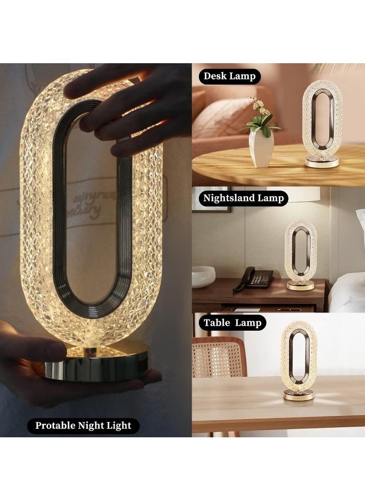 Generic - Crystal Touch Lamp, LED Crystal Light Illuminated in Multiple Colors, Night Lamp and Decorative Nightlight with 3D Diamond Design, Moonlit Crystal Globe, LED Lamp with Multi-Color Remote Control, Dimmable USB Rechargeable Desk Lamp for Bedroom, Living Room, Home, and Office, Transparent. - Image 1