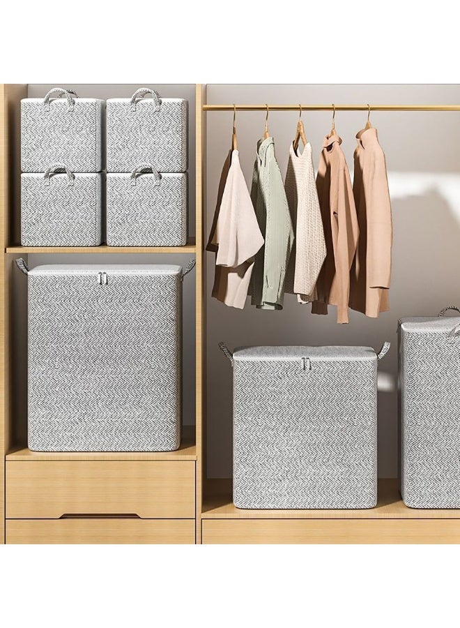 Fabric Storage Bins, 2 Pcs Foldable Nonwoven Storage Bags with Zipper and Handles for Clothing Blanket Bedding, Large Capacity Washable Clothes Storage Box for Closet Wardrobe (Grey, 220L)  - Image 3