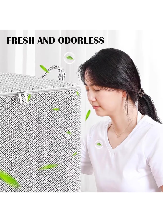 Fabric Storage Bins, 2 Pcs Foldable Nonwoven Storage Bags with Zipper and Handles for Clothing Blanket Bedding, Large Capacity Washable Clothes Storage Box for Closet Wardrobe (Grey, 220L)  - Image 5