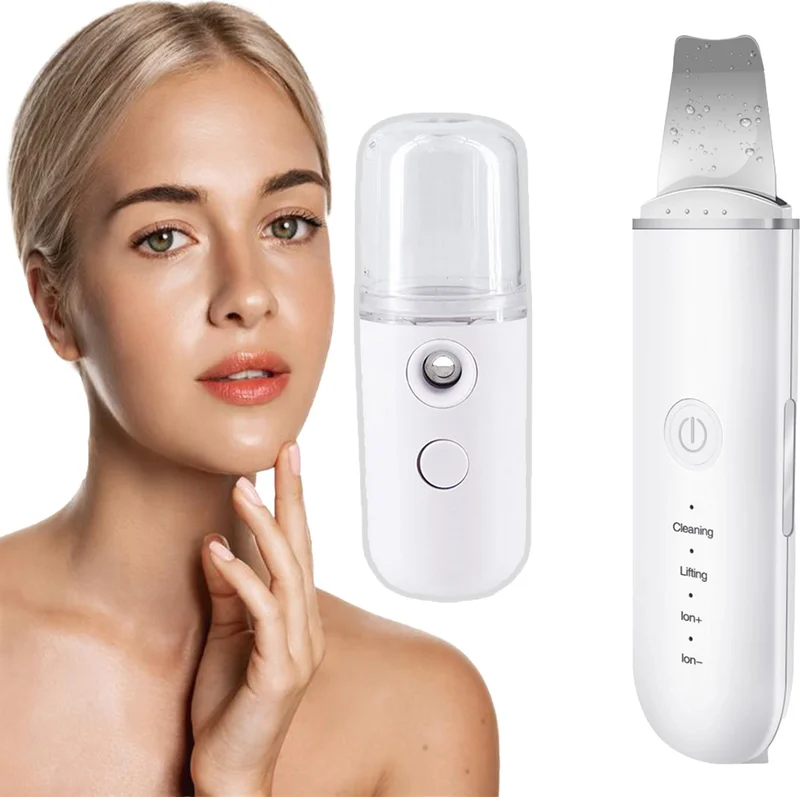 Mobee Ultrasonic Spatula Facial Acne Blackhead Removal Tool and Cold Steam Machine Set of 2