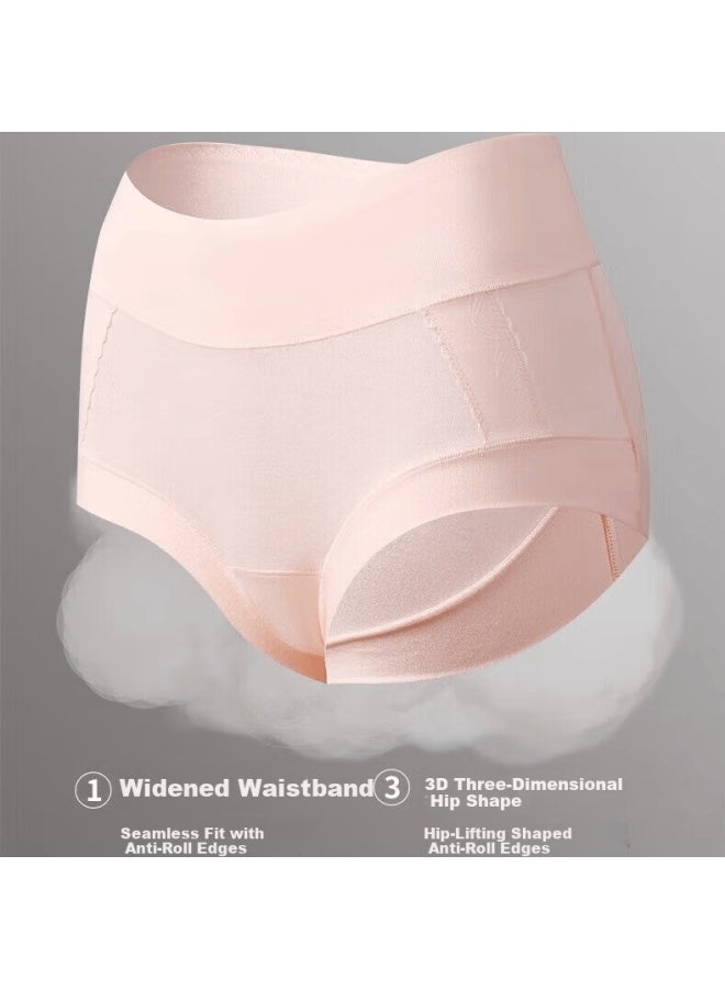 Deanfun Women's Antibacterial Pure Cotton Extended Crotch High Waist Naked Feel Tummy Control Briefs 3-pack Gift Box Xxl - Image 3