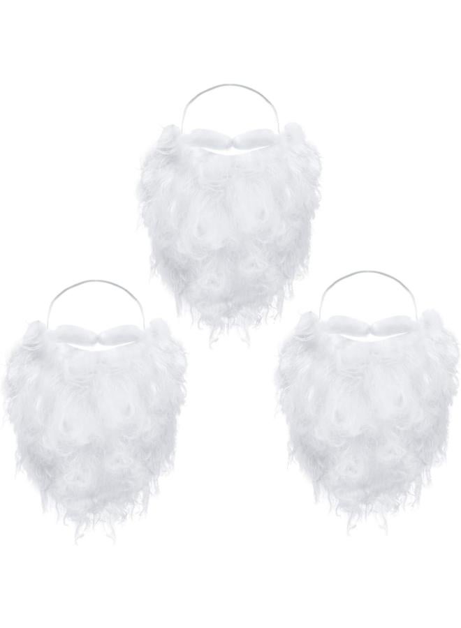 Pack Of 3 Santa Fake White Beard - Image 1