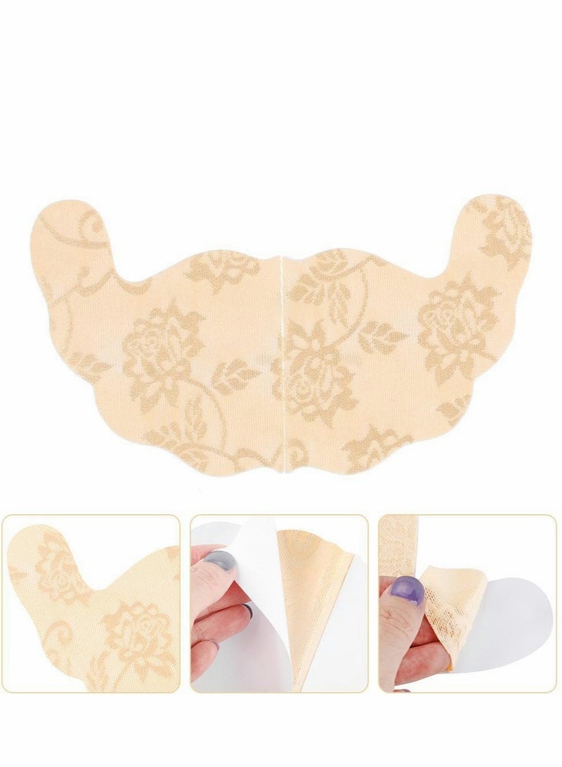 SOLARAE Women's Disposable Chest Stickers 2 Pairs Invisible Bra Pads U Shaped Push Up Chest Patches(C Nude+Balck) - Image 2