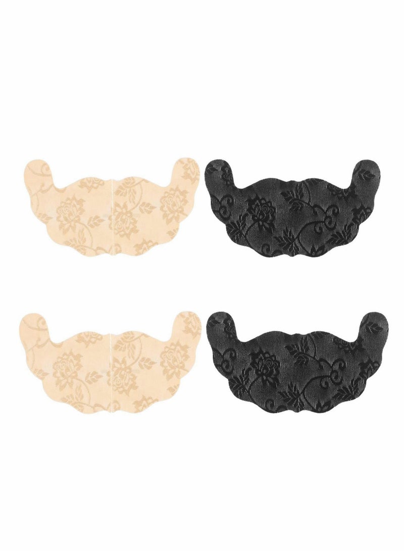 SOLARAE Women's Disposable Chest Stickers 2 Pairs Invisible Bra Pads U Shaped Push Up Chest Patches(C Nude+Balck) - Image 1