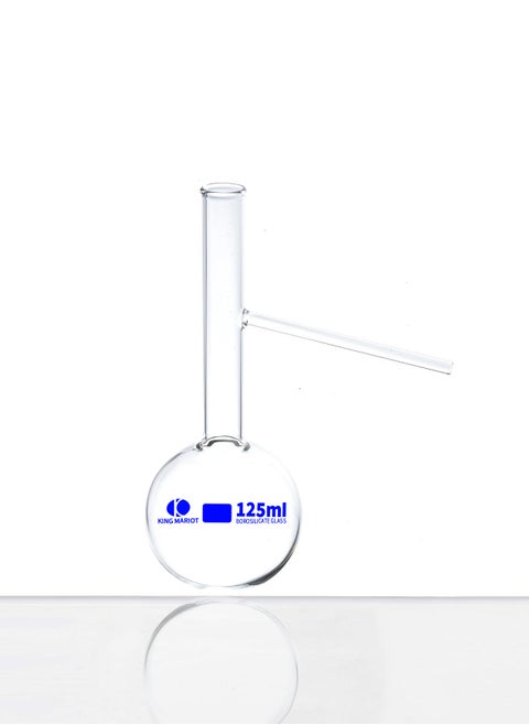 King Mariot Engler Distilling Flask | 125ML Capacity| Borosilicate 3.3 Glass | Precise & Ideal for Chemical Reactions and Distillation | Ideal for Chemistry and Biology Laboratories