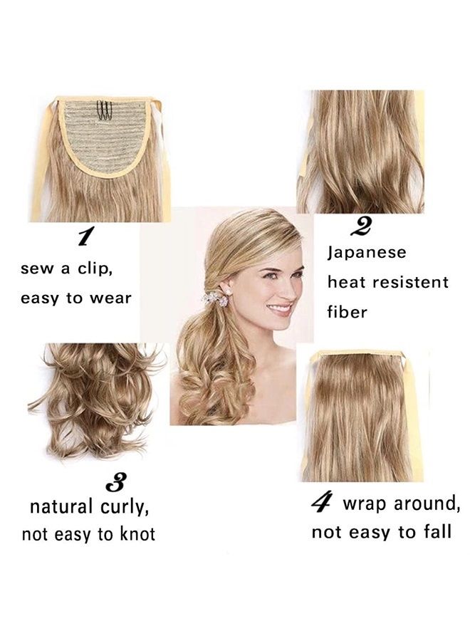 iLUU Observe Hair Color Outdoor! iLUU Curly Ponytail Extension 20" 90g Clip in Ponytail for Women #60 Platinum Blonde Synthetic Tie Up Wavy Ponytail Extensions Clip in Hairpiece and Ponytail for Party - Image 4