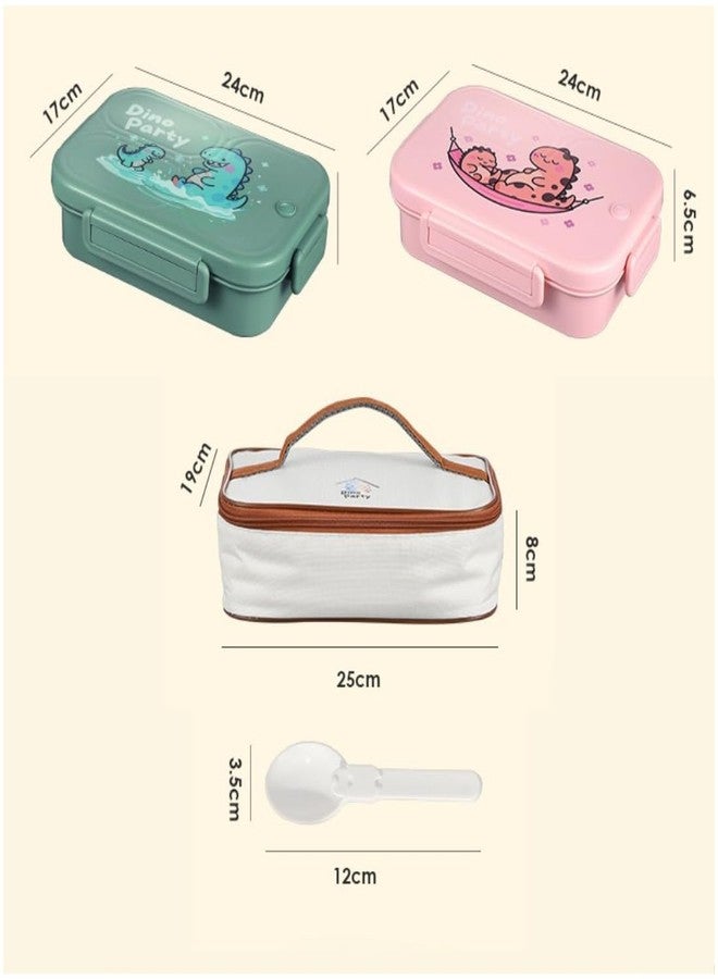 GAMAHA 3 Compartment Stainless Steel Lunch Box with Bag 960ml, Leak Proof Bento Tiffin Box Microwave Safe,for School,Travel, Office & Outdoor (Pink) - Image 3