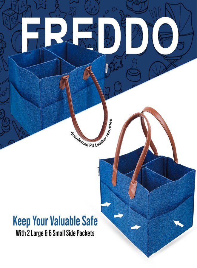 FREDDO Baby Diaper Caddy Organizer for Car Travelling and Nursery Storage Bin Felt Regular Size-BLUE Color, Pack of 1 Piece - Image 3