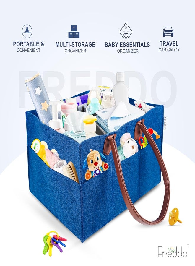FREDDO Baby Diaper Caddy Organizer for Car Travelling and Nursery Storage Bin Felt Regular Size-BLUE Color, Pack of 1 Piece - Image 5