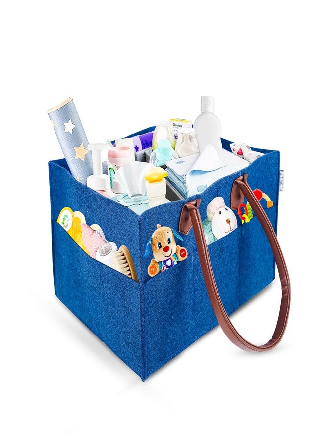FREDDO Baby Diaper Caddy Organizer for Car Travelling and Nursery Storage Bin Felt Regular Size-BLUE Color, Pack of 1 Piece - Image 1