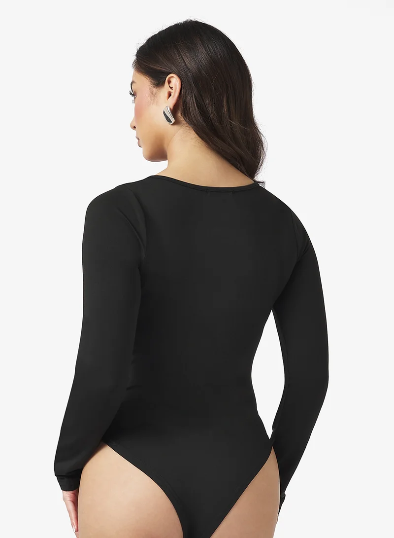 Ginger Basics Long Sleeves Scoop Neck Fitted Bodysuit