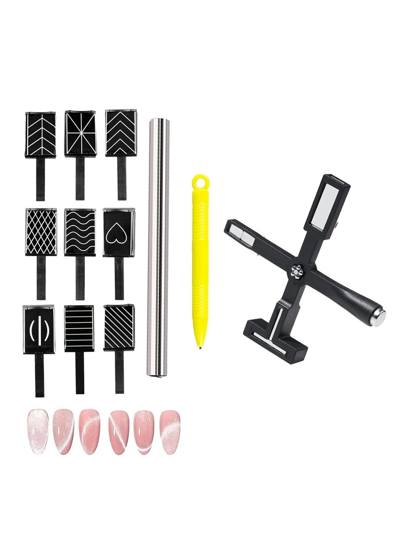 Ideal Swan 12 Pieces Nail Magnet Tool Set, Double-head Flower Design Nail Magnet Pens Magnet Stick 3D Magnetic Cat Eye Gel Polish Nail Art, for DIY 3d Magnetic, Salon, Studio or Home (Pink) 