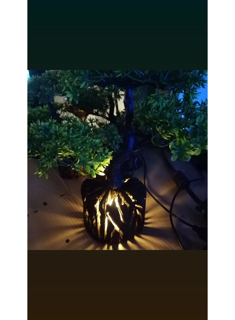 ارك شجرة بونساي صناعية على قاعدة خشبية - Image 1