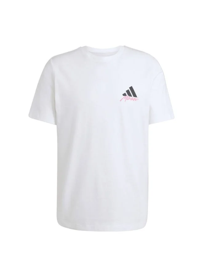 Adidas Adidas Messi Icon G T White Graphic Tee (Short Sleeve) T-Shirts For Men