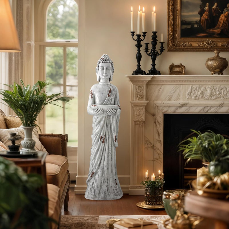 Ultym 42" Extra-Large Buddha Outdoor Statue with Birdfeeder, Tall Zen Meditative Buddha Figures, Durable Weatherproof MGO Sculpture for Garden, Patio, Yard, Porch or Indoor Home Decor - Image 3