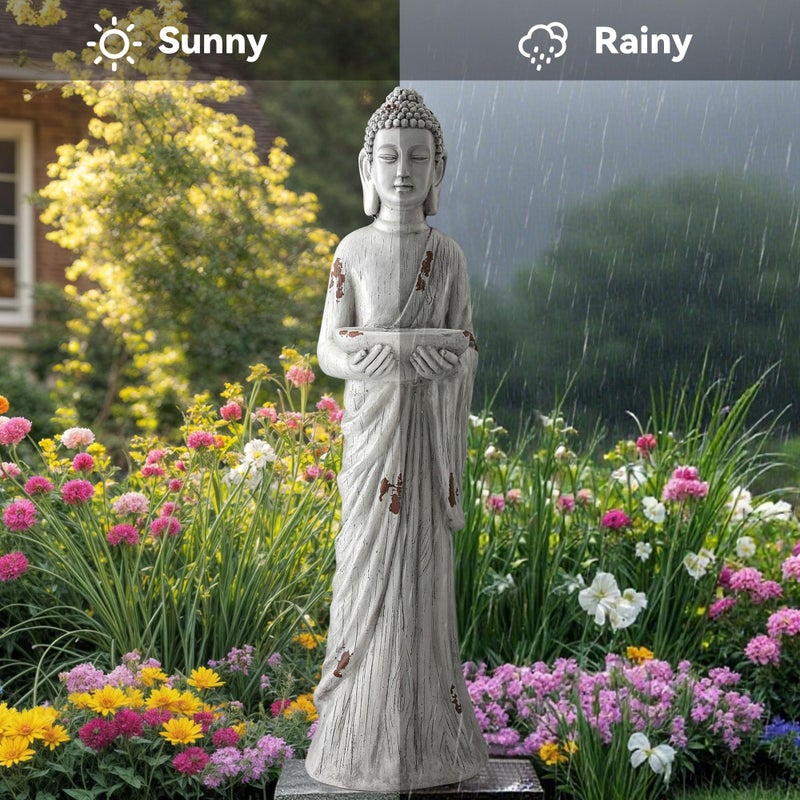 Ultym 42" Extra-Large Buddha Outdoor Statue with Birdfeeder, Tall Zen Meditative Buddha Figures, Durable Weatherproof MGO Sculpture for Garden, Patio, Yard, Porch or Indoor Home Decor - Image 4