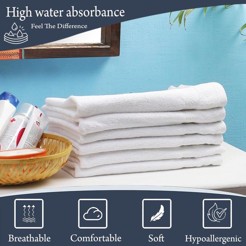 FRESH FROM LOOM Cotton Hand Towel Gym Towel White Set 16X28 Inch 6Pc 500 tc - Image 5