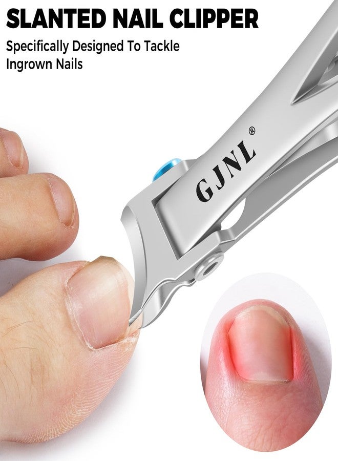 GJNL Toenail Clippers for Seniors Toenails, Heavy Duty Nail Clippers for Men Thick Nails with Wide Jaw Opening, Slanted Curved Large Fingernail Clippers, Sliver - Image 3