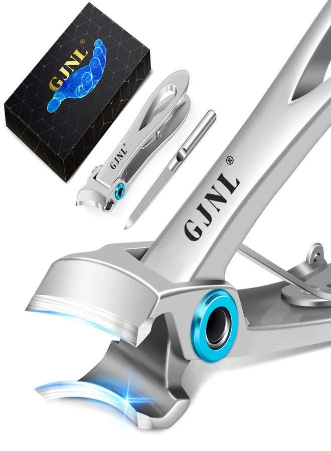 GJNL Toenail Clippers for Seniors Toenails, Heavy Duty Nail Clippers for Men Thick Nails with Wide Jaw Opening, Slanted Curved Large Fingernail Clippers, Sliver - Image 1