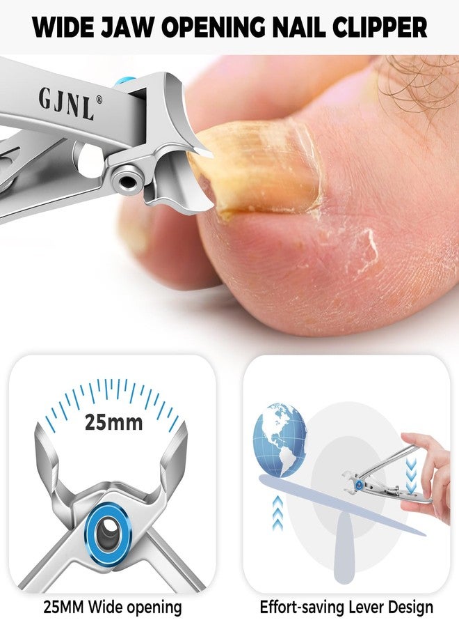 GJNL Toenail Clippers for Seniors Toenails, Heavy Duty Nail Clippers for Men Thick Nails with Wide Jaw Opening, Slanted Curved Large Fingernail Clippers, Sliver - Image 5