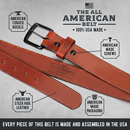 Main Street Forge All American Leather Belt | Made in USA | Men's Heavy Duty Work Belt | Brn-34 - Image 3