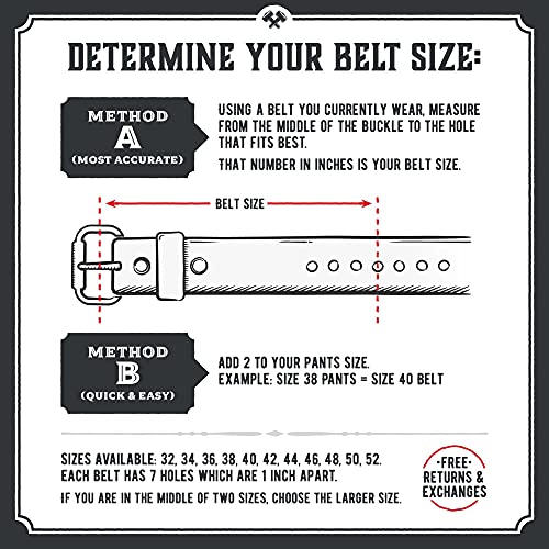 Main Street Forge All American Leather Belt | Made in USA | Men's Heavy Duty Work Belt | Brn-34 - Image 4