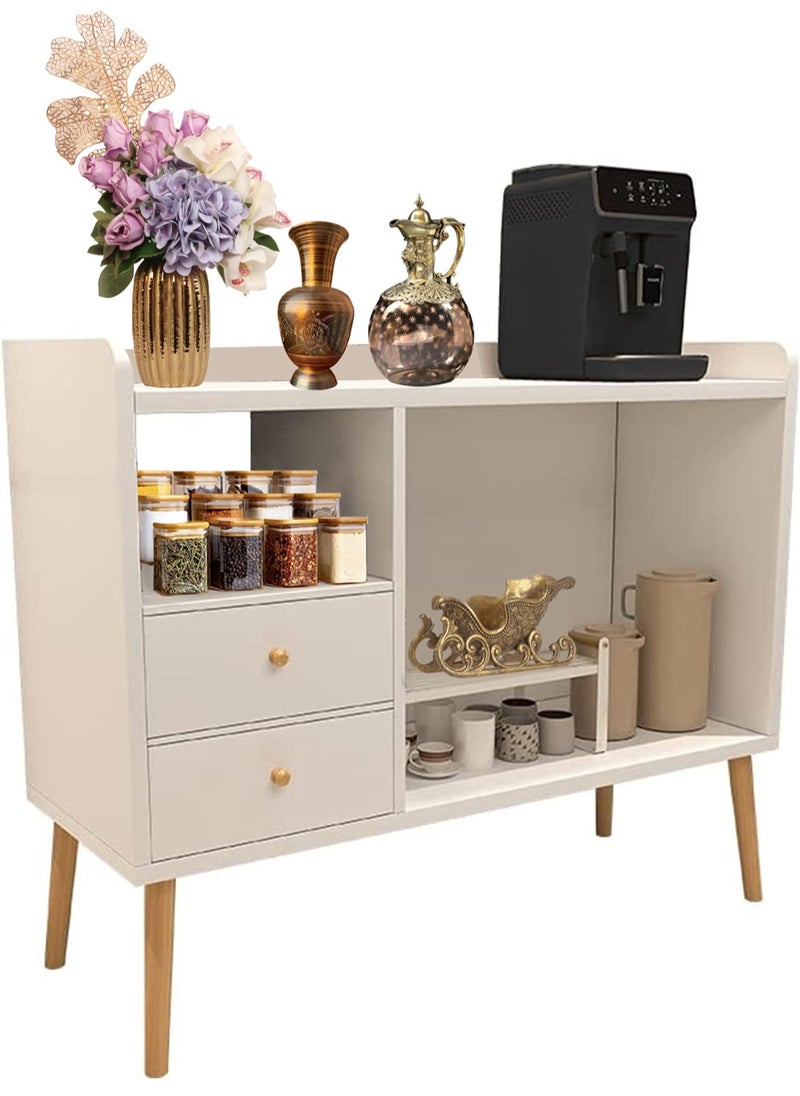 AGD - Modern Buffet Sideboard with 2 Storage Drawers White - Image 1