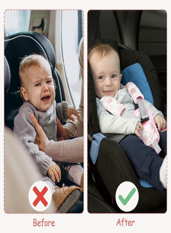WINGHENLEE Baby Car Seat Strap Pads Suit, 3 Pieces Soft Car Seat Strap Shoulder Covers for Baby Infant Toddler, Double-Sided Car Seat Belt Covers for Stroller, Pushchair, Baby Swing, Pink Floral - Image 5