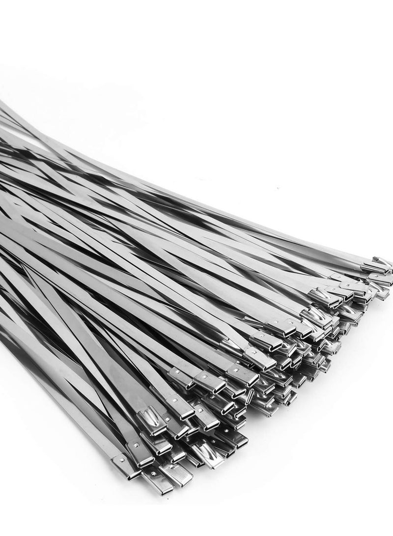 SUNRISE Metal Zip Ties,100 Pcs 50cm Multi-Purpose Stainless Steel Cable Ties, Suitable For Vehicles, Farms, Fences, Pipe Bundling And Other Scenes  - Image 1