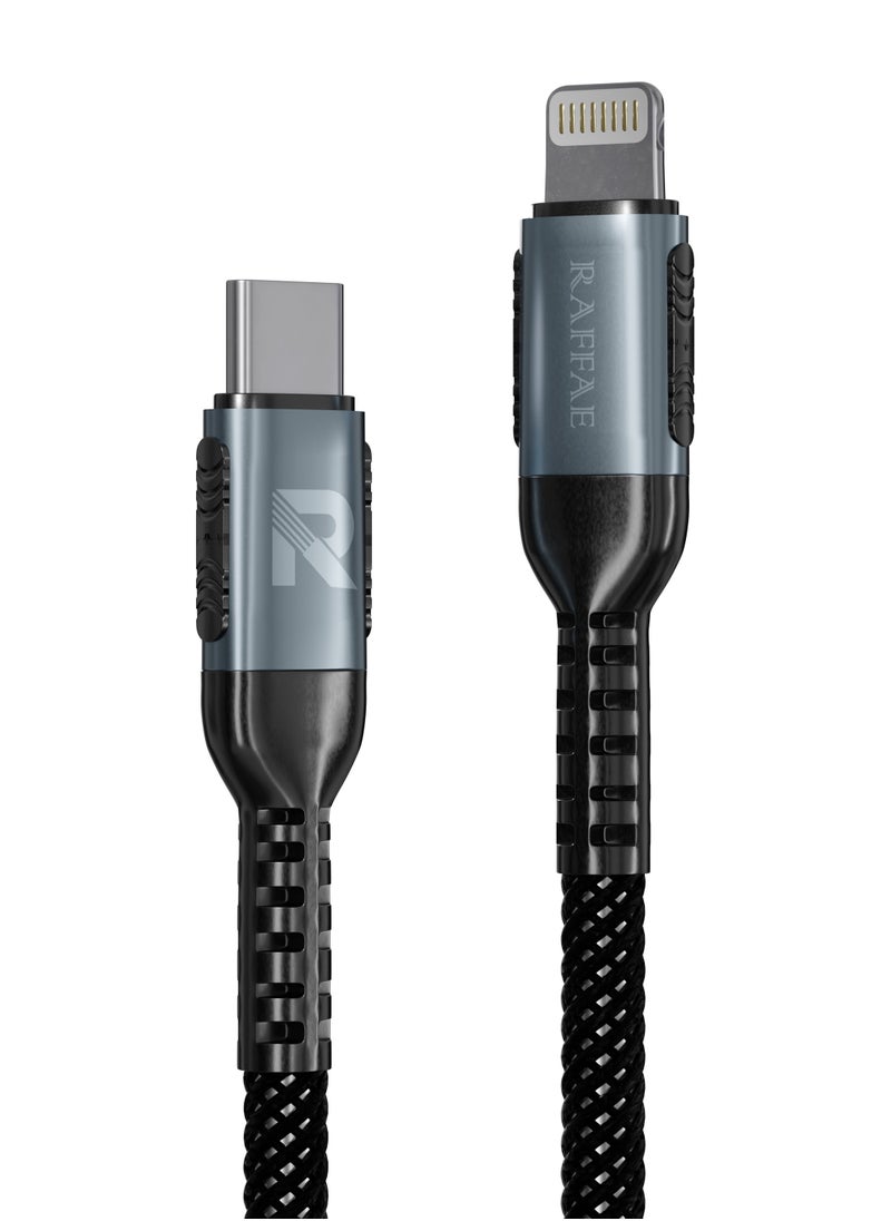 RAFFAE 35W PD Fast Charging USB Type C to Lightning Cable Braided 1M for iphone 14/14 Plus/14 Pro/14Pro Max/13/12/11 - Multicolor  - Image 1