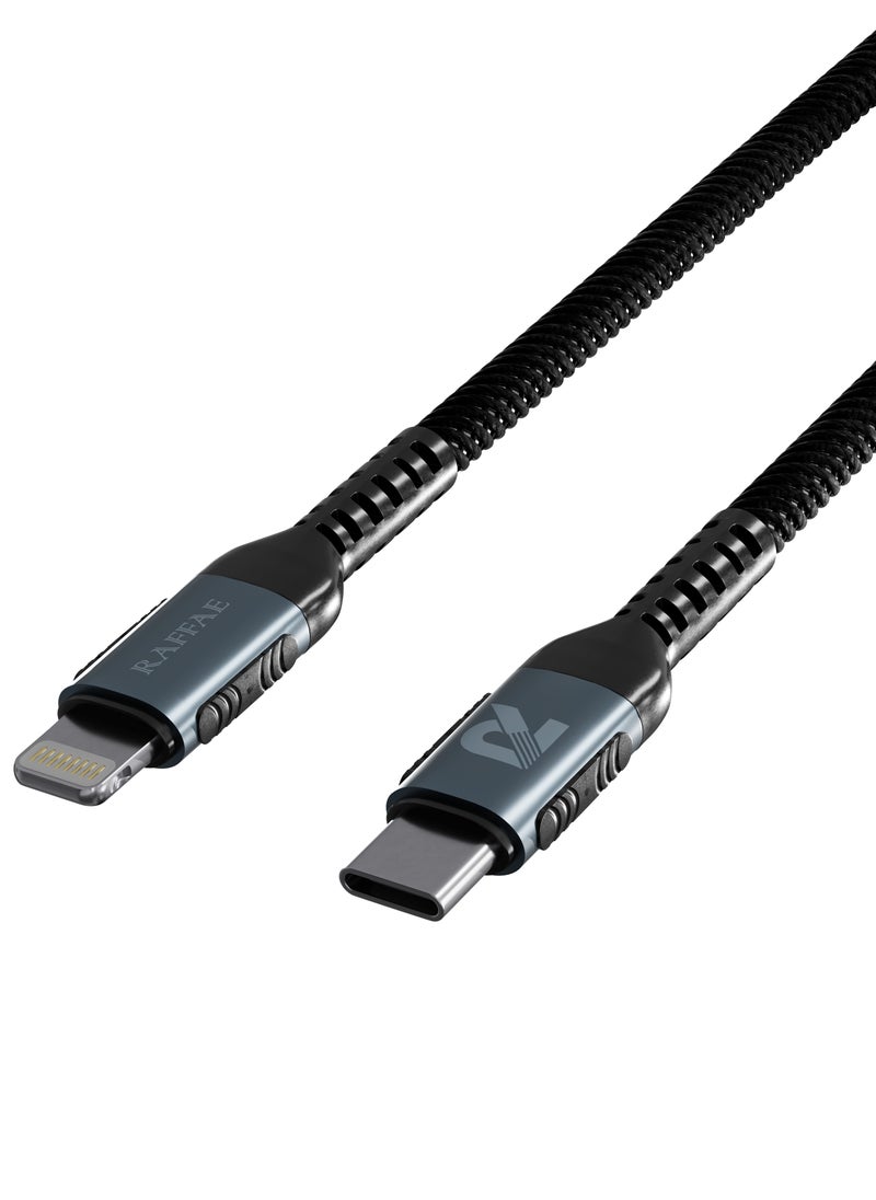 RAFFAE 35W PD Fast Charging USB Type C to Lightning Cable Braided 1M for iphone 14/14 Plus/14 Pro/14Pro Max/13/12/11 - Multicolor  - Image 2