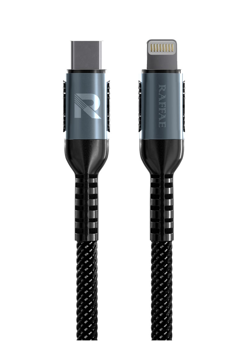 RAFFAE 35W PD Fast Charging USB Type C to Lightning Cable Braided 1M for iphone 14/14 Plus/14 Pro/14Pro Max/13/12/11 - Multicolor  - Image 3