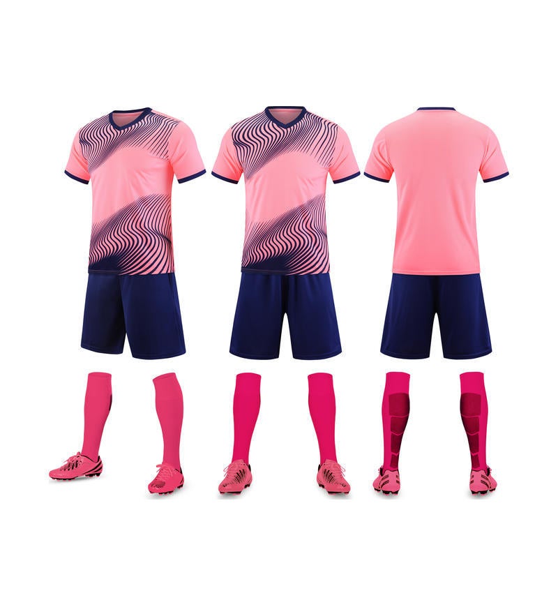 Generic Summer Adult Children Football Clothing Quick-drying suit Team Competition Comprehensive Training Clothing Primary School Students Sports Leisure Clothing Pink/blue pants