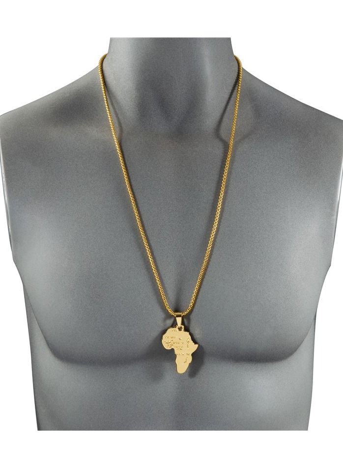 قلادة خريطة أفريقيا مع تصميم محفور على شكل خريطة أفريقيا مطلية بالذهب عيار 18، هدية أفريقية لها، هدية قلادة أفريقية للجنسين - Image 5