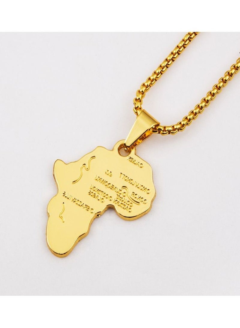 قلادة خريطة أفريقيا مع تصميم محفور على شكل خريطة أفريقيا مطلية بالذهب عيار 18، هدية أفريقية لها، هدية قلادة أفريقية للجنسين - Image 4