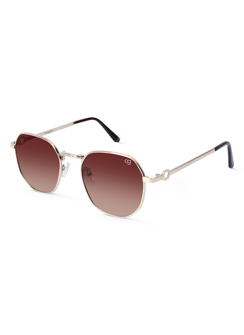 Woggles UV- Protected  Brown Hexagonal Sunglasses  - Image 1
