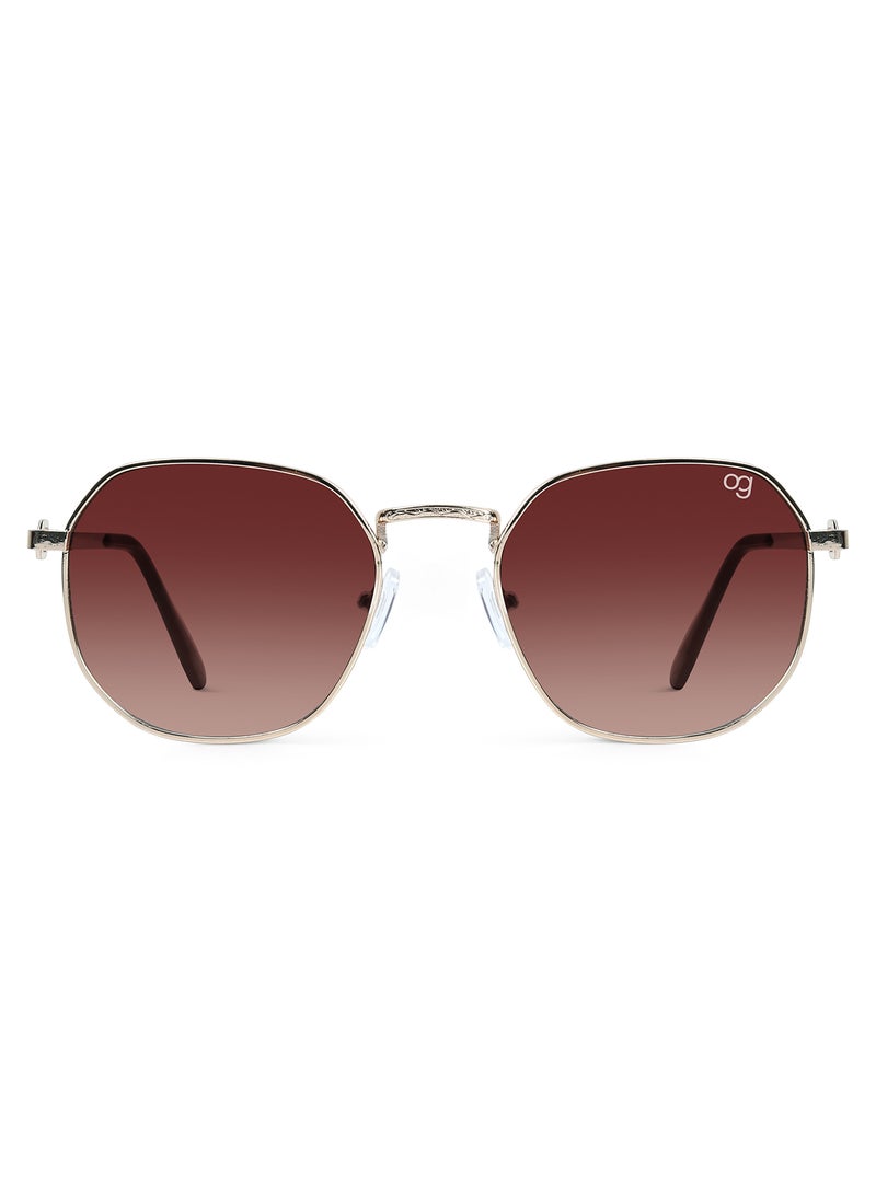 Woggles UV- Protected  Brown Hexagonal Sunglasses  - Image 3