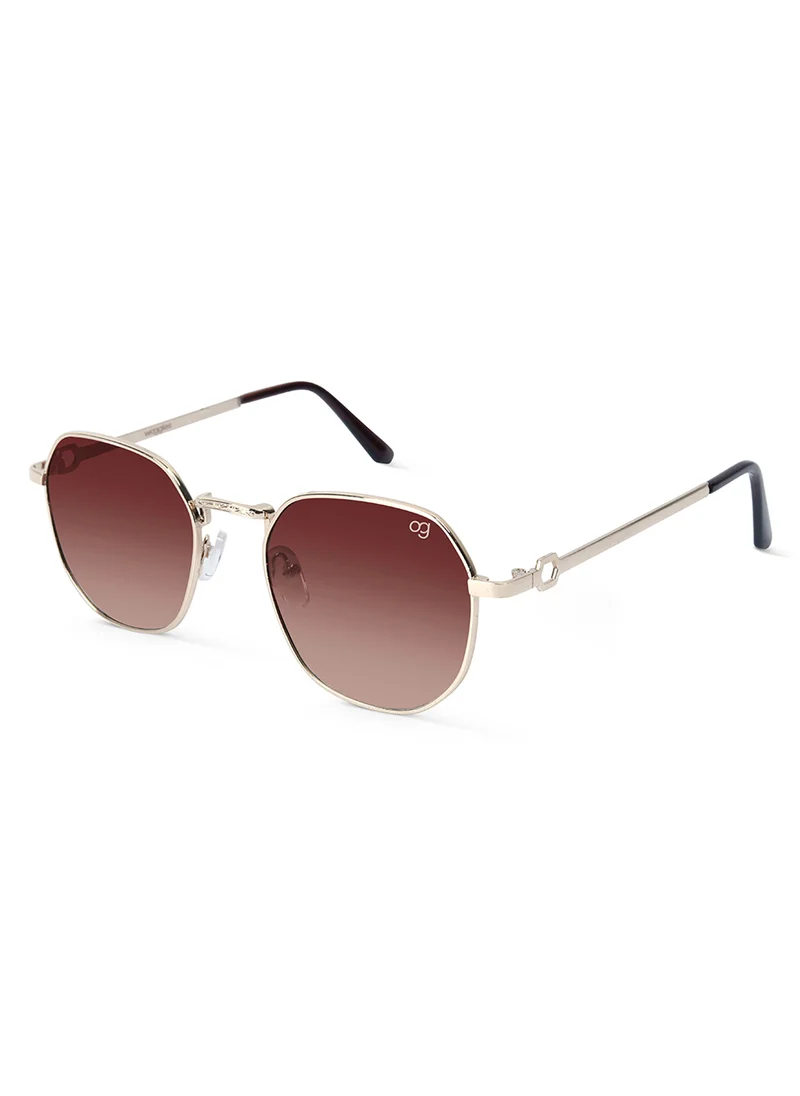 Woggles UV- Protected  Brown Hexagonal Sunglasses
