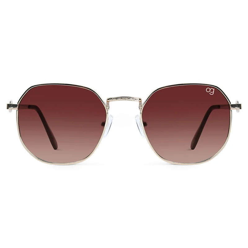 ووجلز نظارة شمسية سداسية بنية واقية من الأشعة فوق البنفسجية