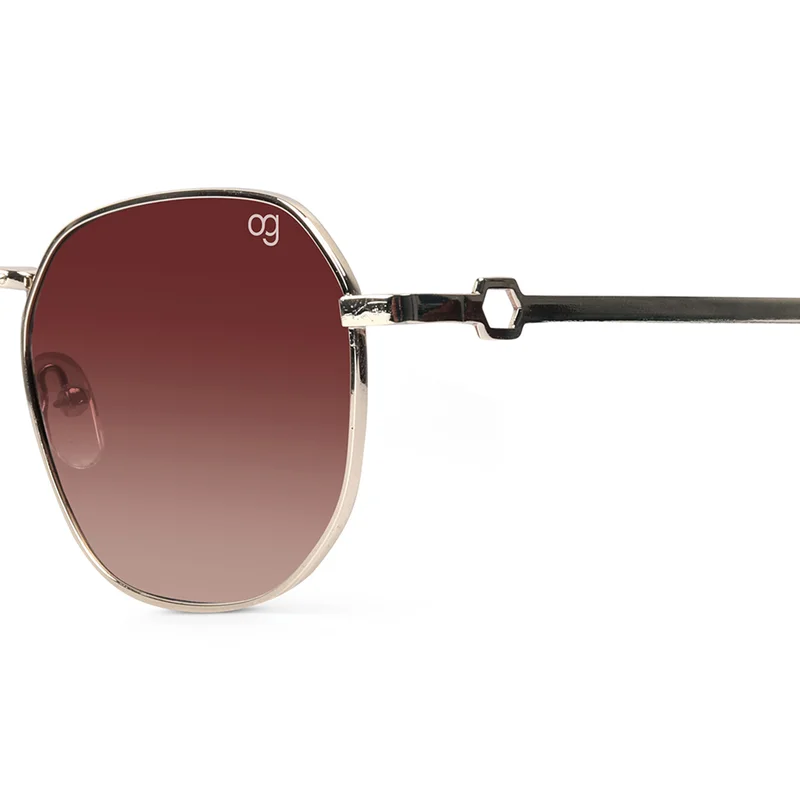 ووجلز نظارة شمسية سداسية بنية واقية من الأشعة فوق البنفسجية