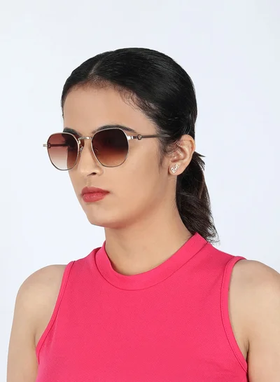 ووجلز نظارة شمسية سداسية بنية واقية من الأشعة فوق البنفسجية