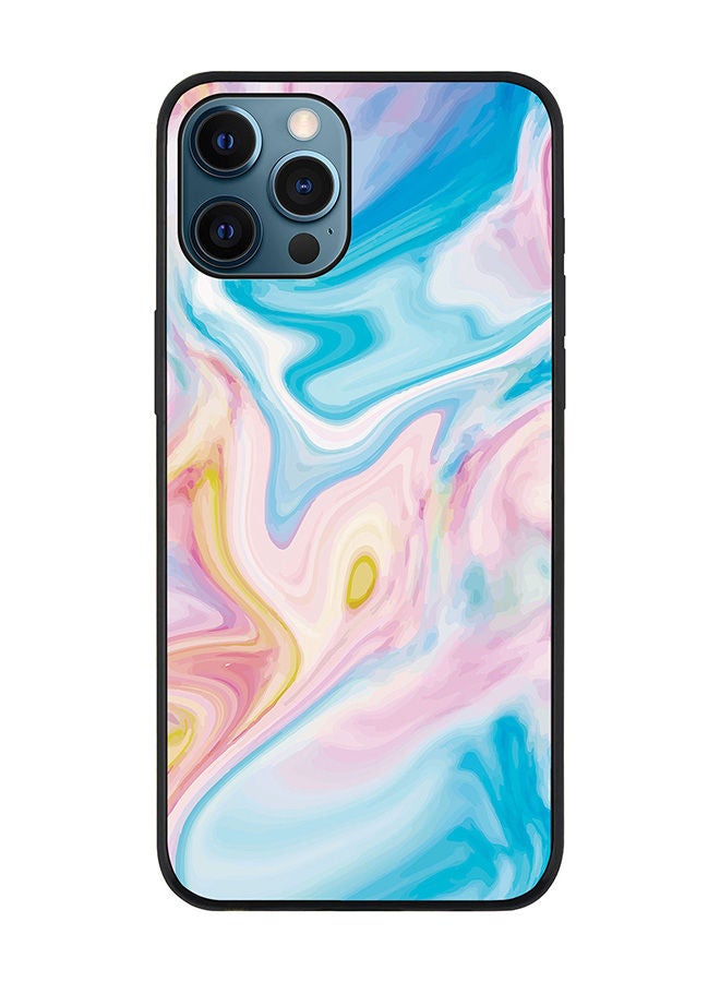 Stylizedd Rugged Black edge case for Apple iPhone 12 Pro Slim fit Soft Case Flexible Rubber Edges Anti Drop TPU Gel Thin Cover - Marble Print Aqua - Image 1