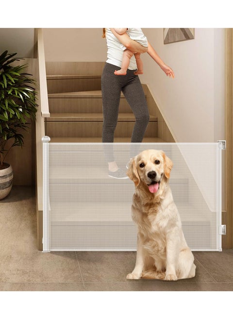 Retractable Baby Safety Gates for Door & Stair,Mesh Pet Gate 80cm Tall,Extends to 180cm Wide,Indoor Toddler Play Fence Easy to Roll