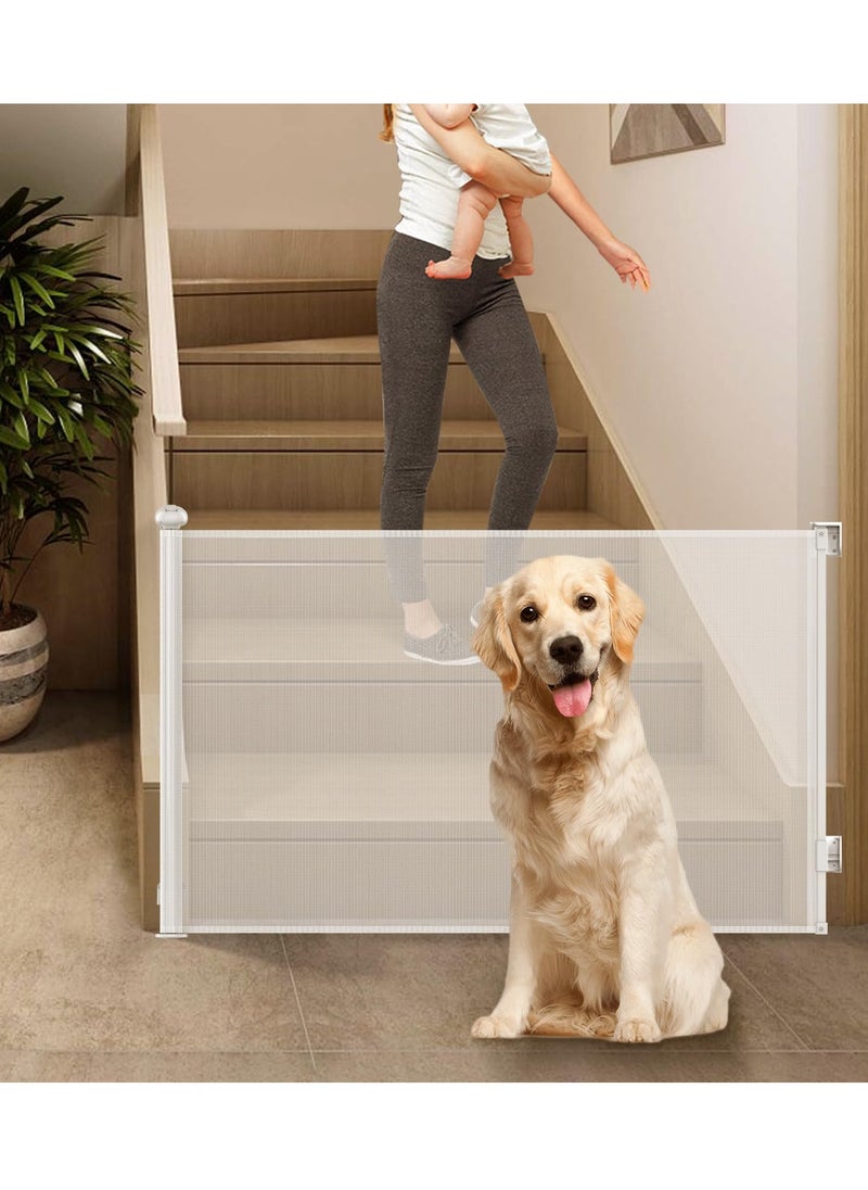 MIXDE Retractable Baby Safety Gates for Door & Stair,Mesh Pet Gate 80cm Tall,Extends to 180cm Wide,Indoor Toddler Play Fence Easy to Roll  - Image 1