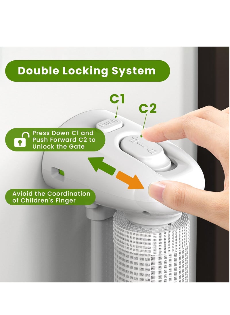 MIXDE Retractable Baby Safety Gates for Door & Stair,Mesh Pet Gate 80cm Tall,Extends to 180cm Wide,Indoor Toddler Play Fence Easy to Roll  - Image 3