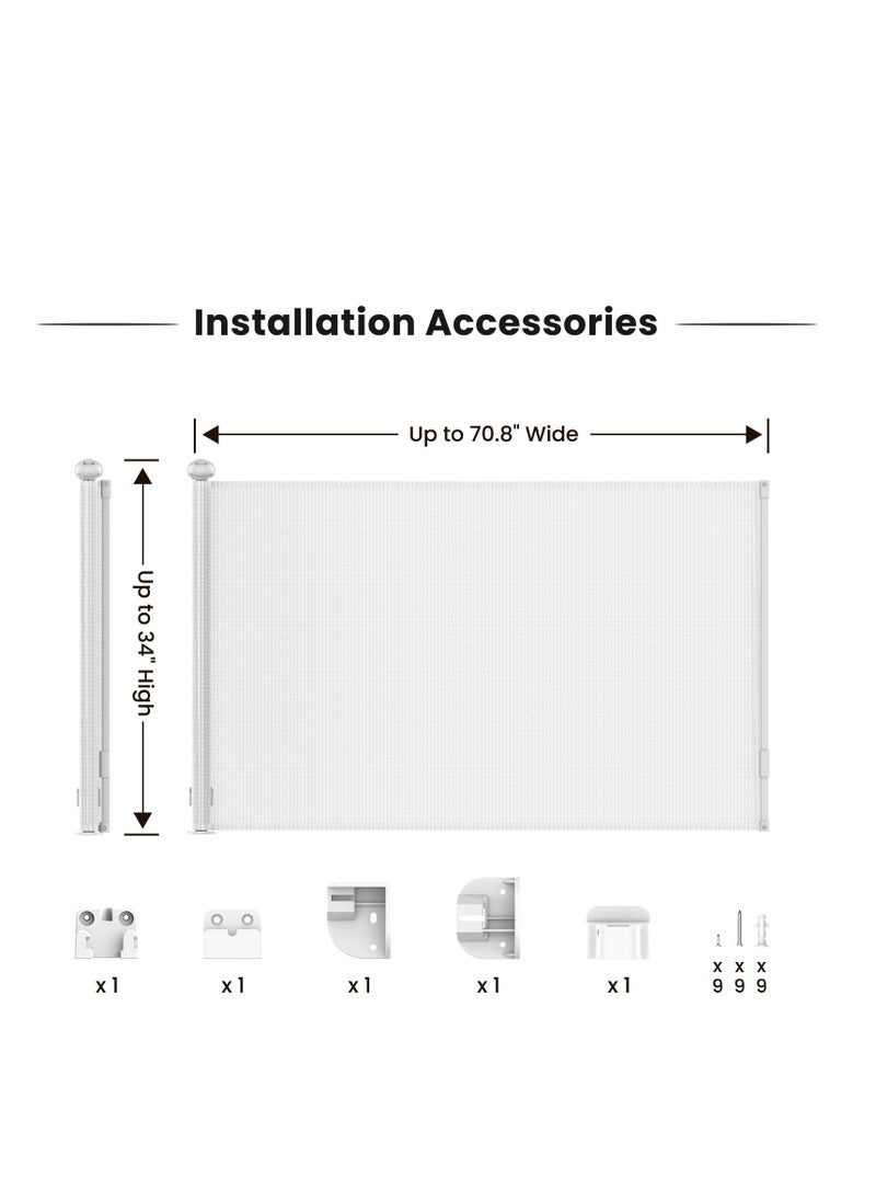 MIXDE - Retractable Baby Safety Gates for Door & Stair,Mesh Pet Gate 80cm Tall,Extends to 180cm Wide,Indoor Toddler Play Fence Easy to Roll - Image 1