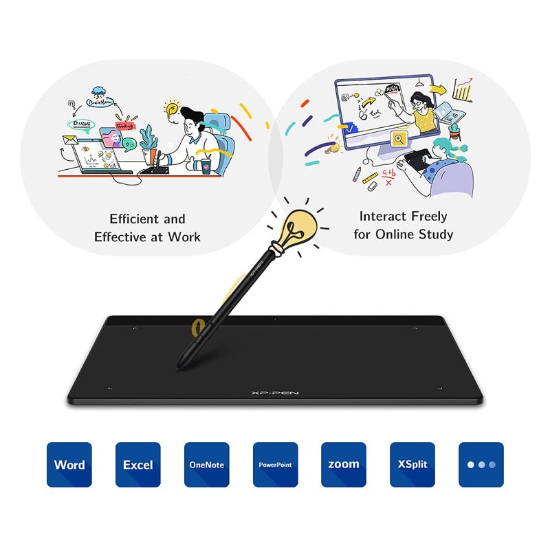 XPPen Deco Fun S 6x4 Inches Graphic Tablet, 8192 Pressure Levels, Battery-Free Stylus, Compact & Lightweight, Ideal for Online Teaching & Presentations, Supports Windows/Mac/Linux/Android - Black - Image 5