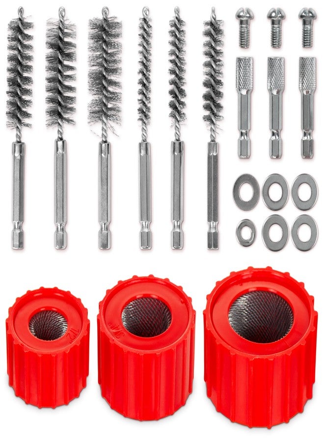 Granatan 9pcs Copper Pipe Cleaner Set for Power Drill, 1/2" 3/4" 1" Tube Brush and 6pcs Stainless Steel Wire Bore Brush, Stainless-Steel Wire Bristles & 1/4” Shan, Screws and Washers Included - Image 1